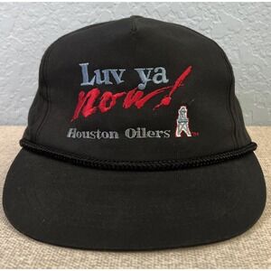 VTG Houston Oilers Hat Cap Snapback George Embroidered Luv Ya Now! Rope Accent